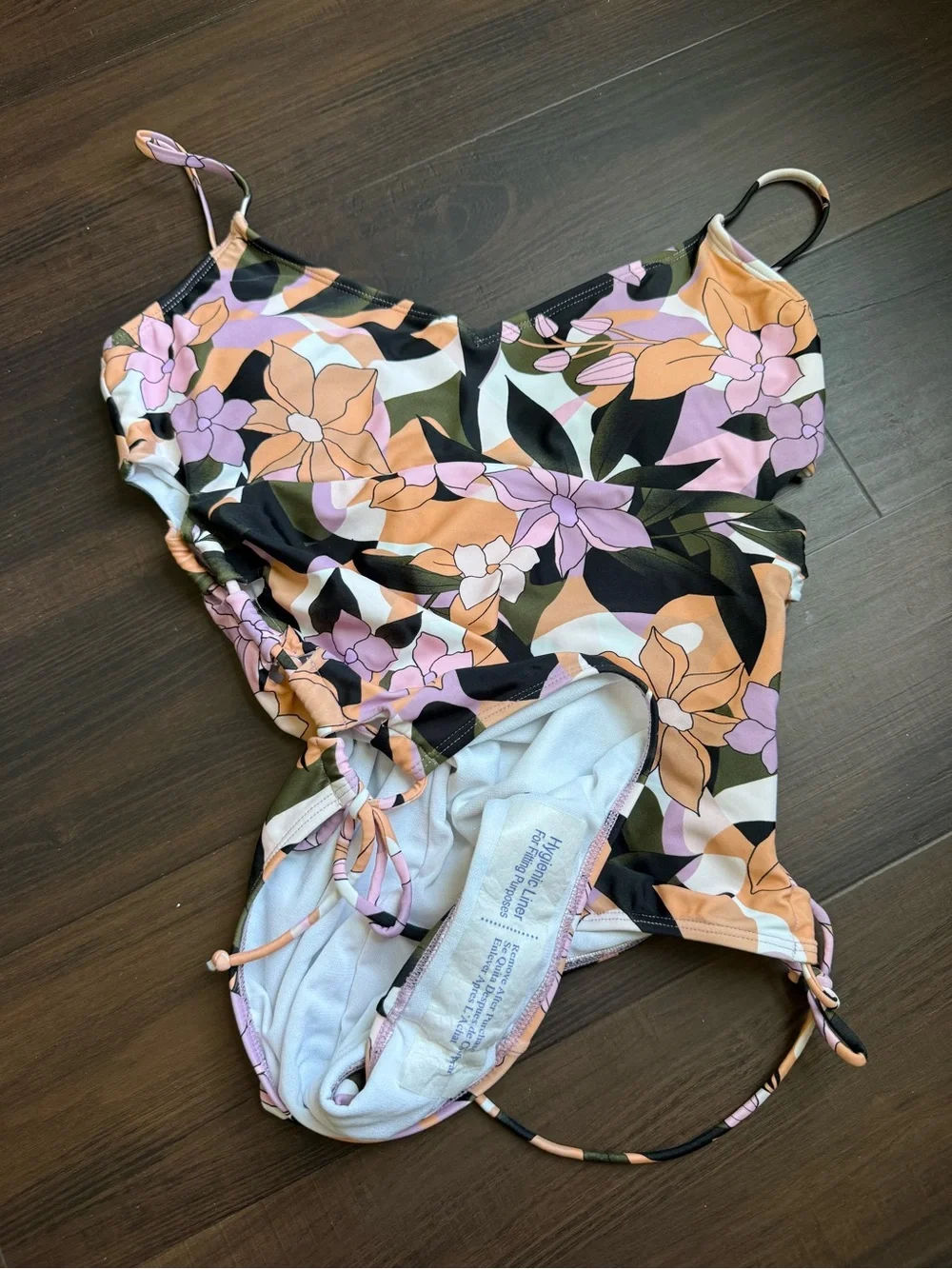 Salt + Cove Girls' Floral One-Piece Swimsuit in Peach, Lavender & Black